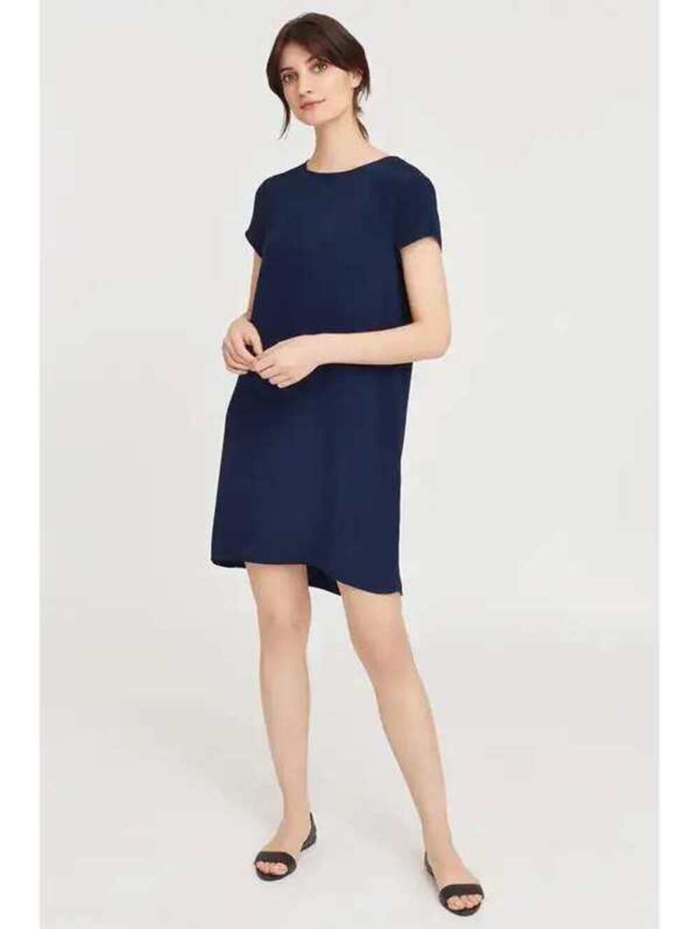 CUYANA Blue Silk Dress Size Large